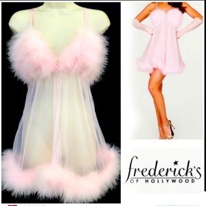 Fredericks of Hollywood Pink Feather Teddy